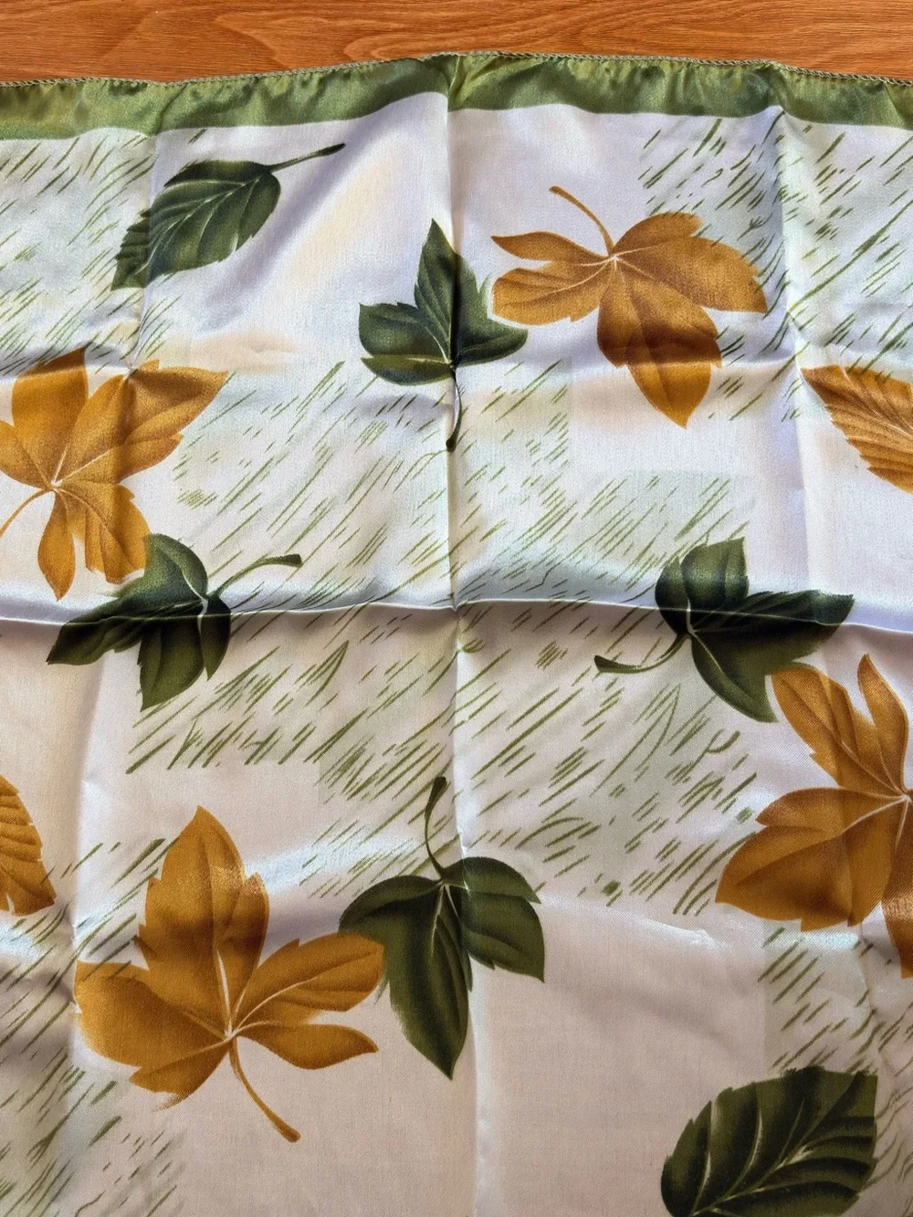 New Square Leaves Pattern Satin Scarf-20”